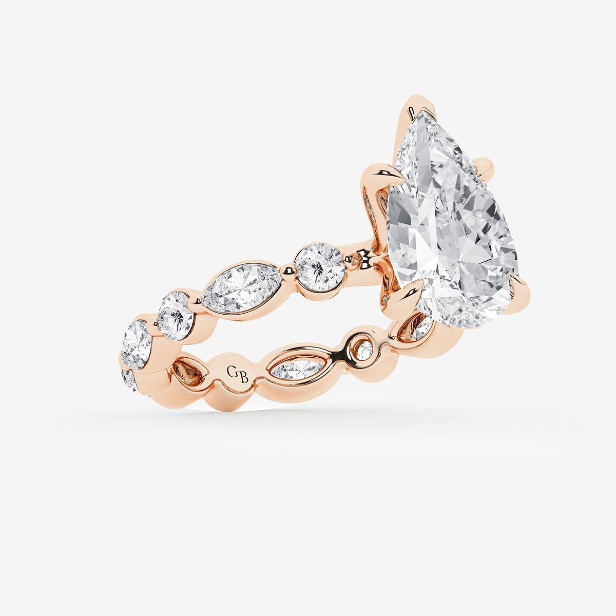 Additional Image 1 for  4 5/8 ctw Pear Lab Grown Diamond Solitaire Alternating Round and Marquise Eternity Engagement Ring