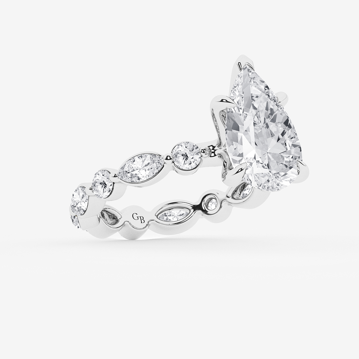 Additional Image 1 for  6 5/8 ctw Pear Lab Grown Diamond Solitaire Alternating Round and Marquise Eternity Engagement Ring