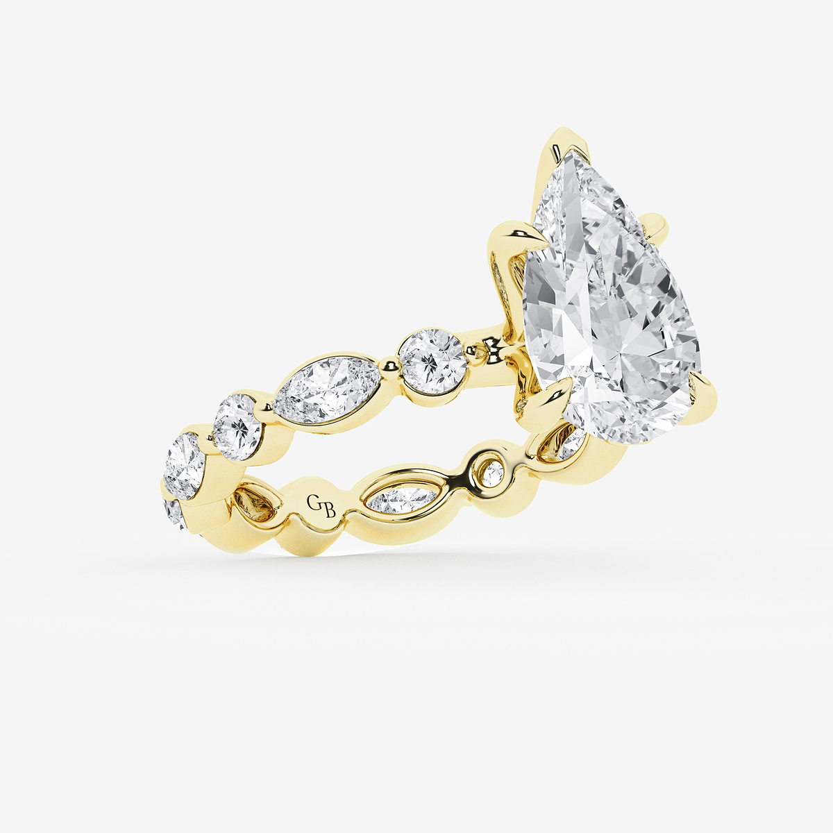 Additional Image 1 for  4 5/8 ctw Pear Lab Grown Diamond Solitaire Alternating Round and Marquise Eternity Engagement Ring
