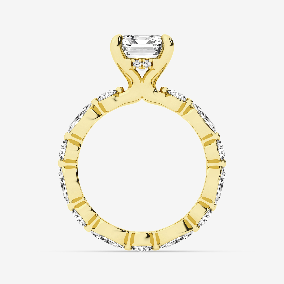 Additional Image 1 for  4 3/4 ctw Emerald Lab Grown Diamond Hidden Halo Alternating Round and Marquise Eternity Engagement Ring