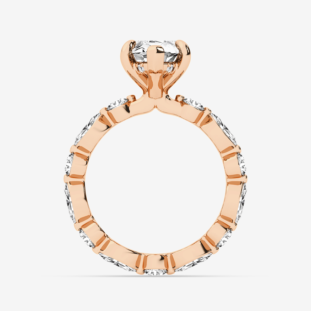 Additional Image 1 for  4 3/4 ctw Marquise Lab Grown Diamond Hidden Halo Alternating Round and Marquise Eternity Engagement Ring