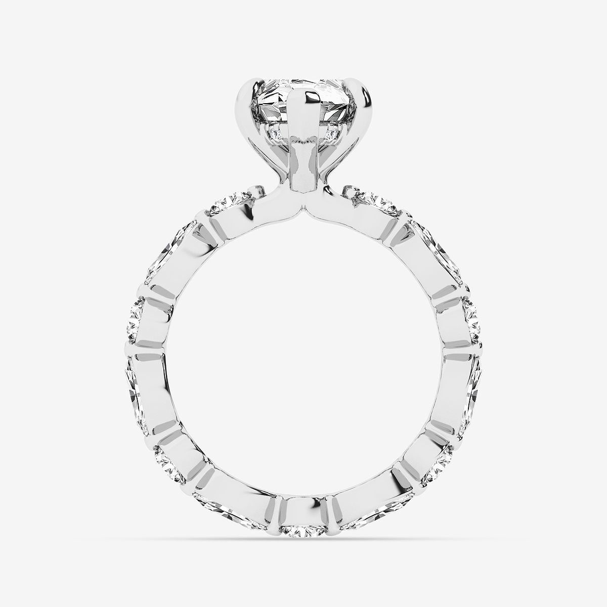 Additional Image 1 for  4 3/4 ctw Marquise Lab Grown Diamond Hidden Halo Alternating Round and Marquise Eternity Engagement Ring