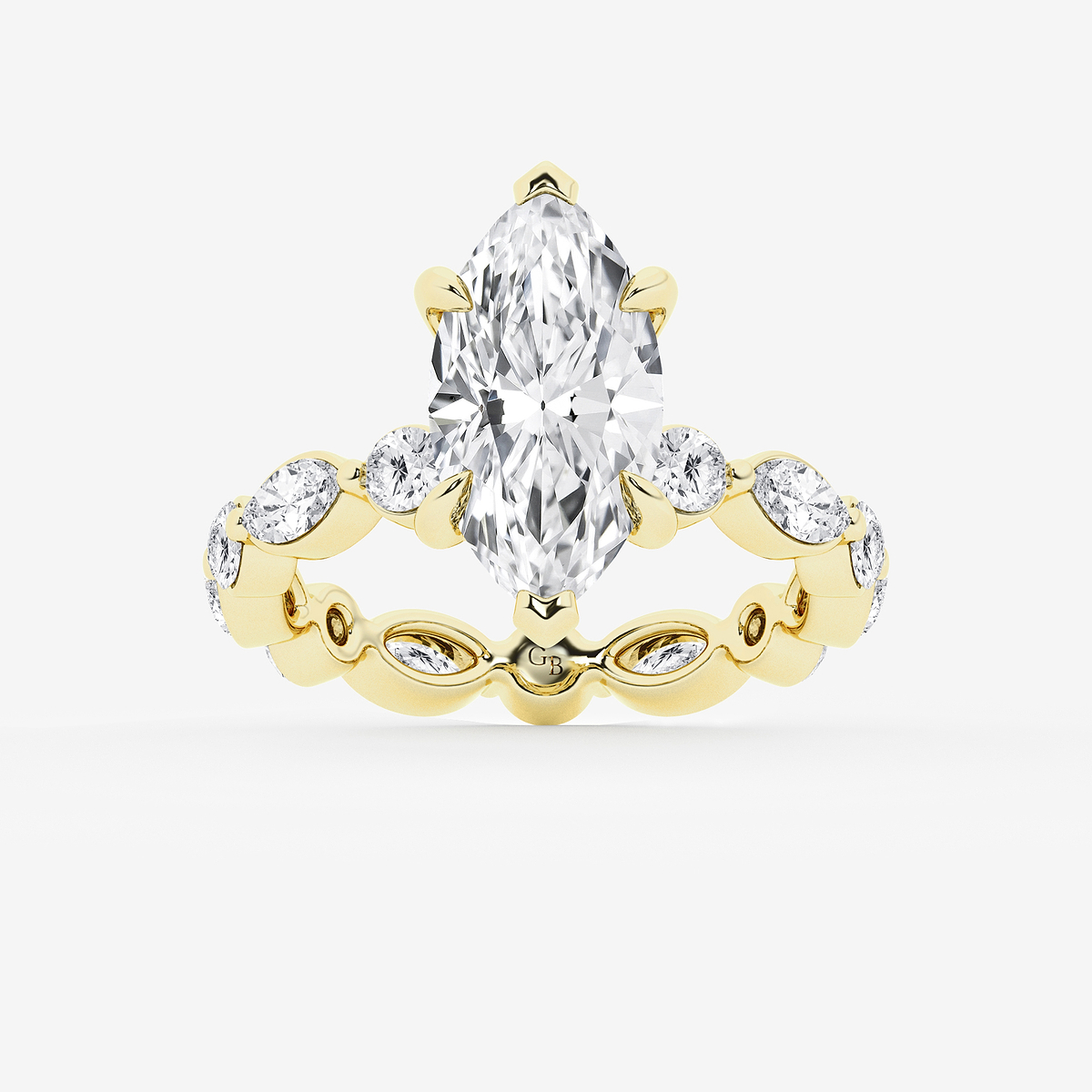 5 3/4 ctw Marquise Lab Grown Diamond Hidden Halo Alternating Round and Marquise Eternity Engagement Ring