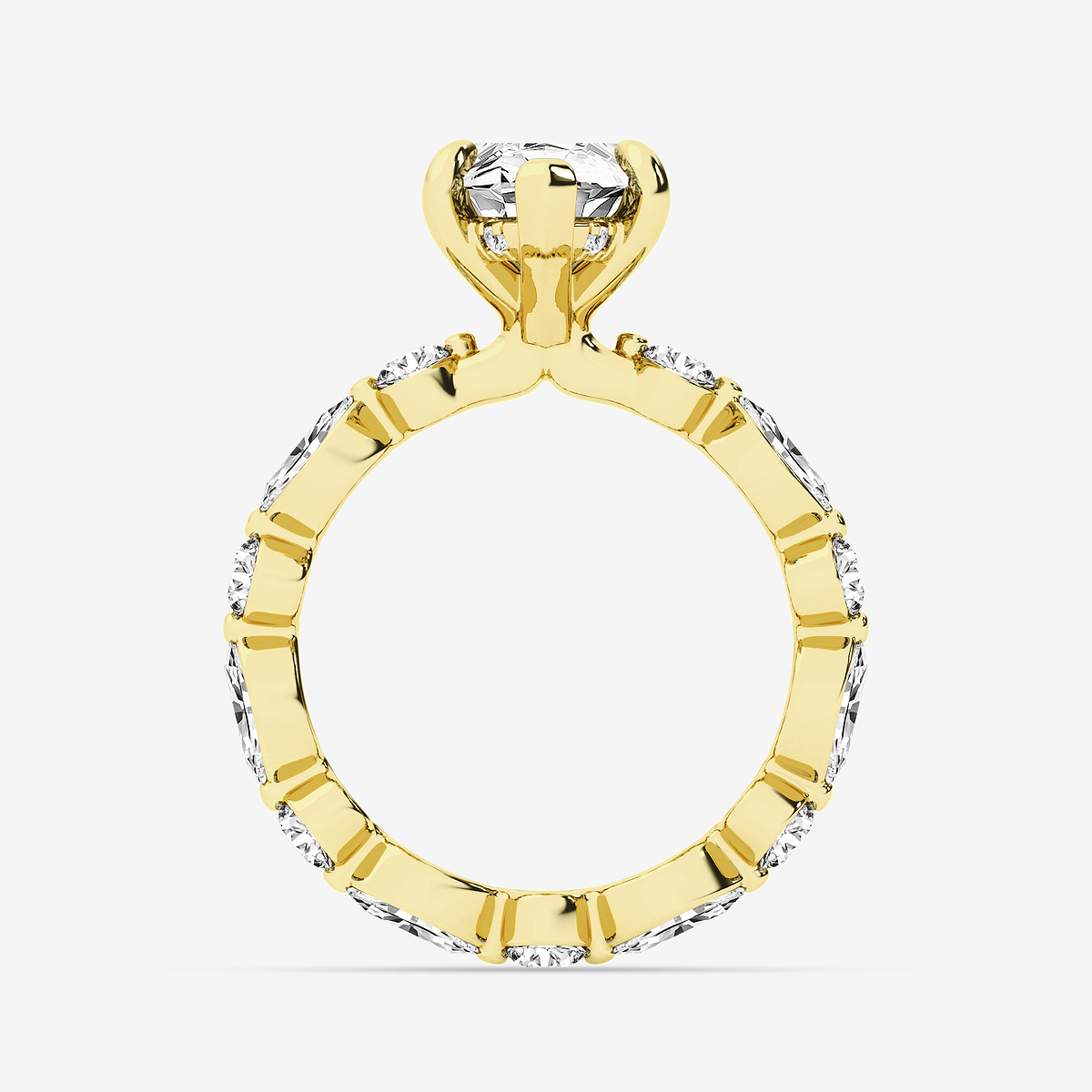 Additional Image 1 for  5 3/4 ctw Marquise Lab Grown Diamond Hidden Halo Alternating Round and Marquise Eternity Engagement Ring