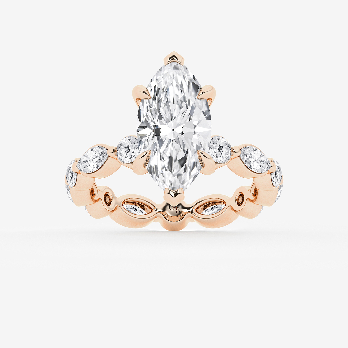 4 5/8 ctw Marquise Lab Grown Diamond Solitaire Alternating Round and Marquise Eternity Engagement Ring