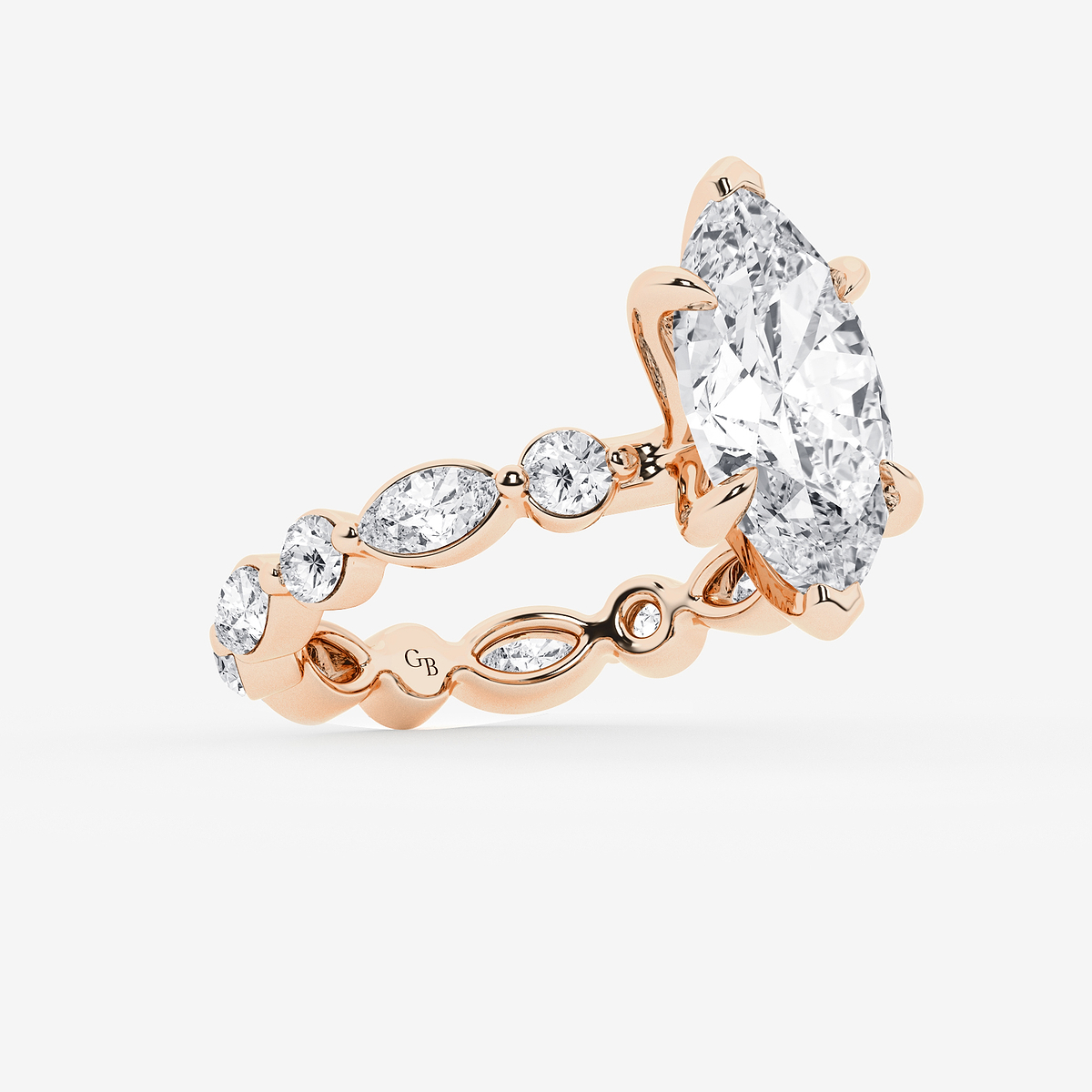 Additional Image 1 for  4 5/8 ctw Marquise Lab Grown Diamond Solitaire Alternating Round and Marquise Eternity Engagement Ring