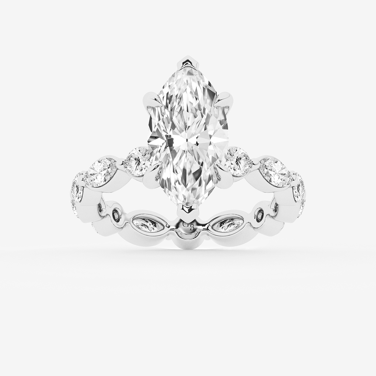 6 5/8 ctw Marquise Lab Grown Diamond Solitaire Alternating Round and Marquise Eternity Engagement Ring