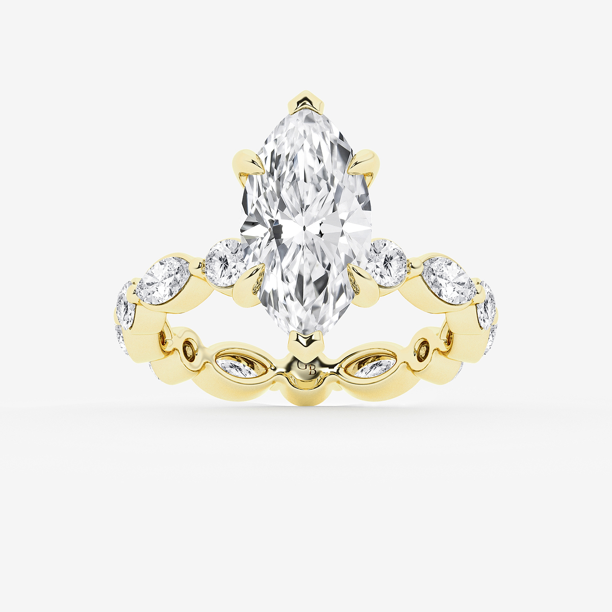 5 5/8 ctw Marquise Lab Grown Diamond Solitaire Alternating Round and Marquise Eternity Engagement Ring