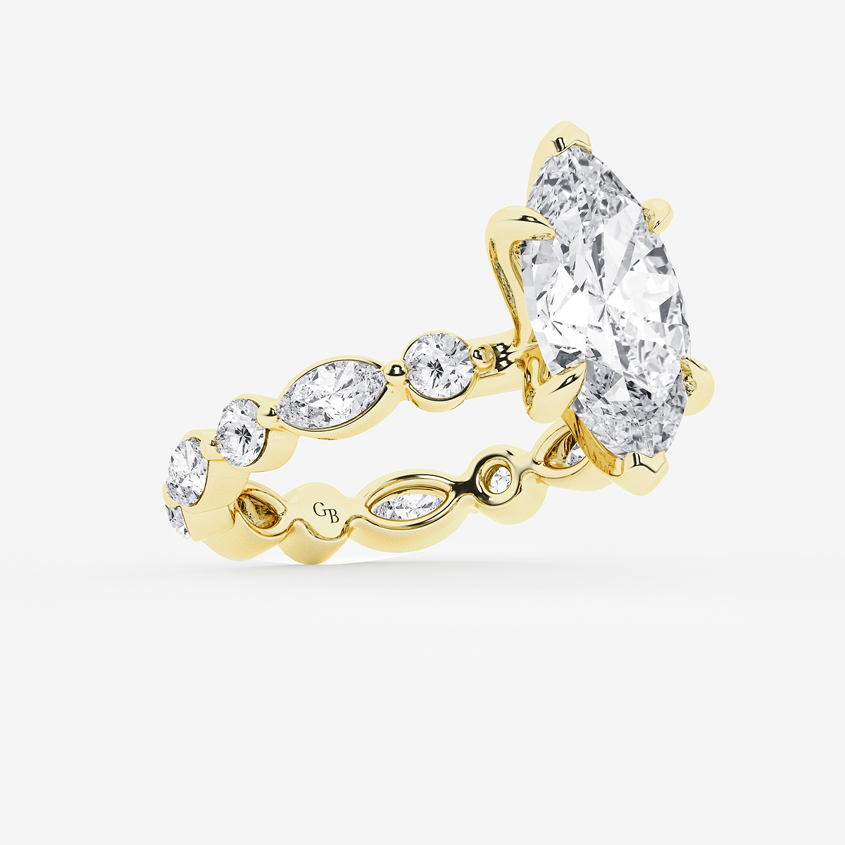Additional Image 1 for  5 5/8 ctw Marquise Lab Grown Diamond Solitaire Alternating Round and Marquise Eternity Engagement Ring