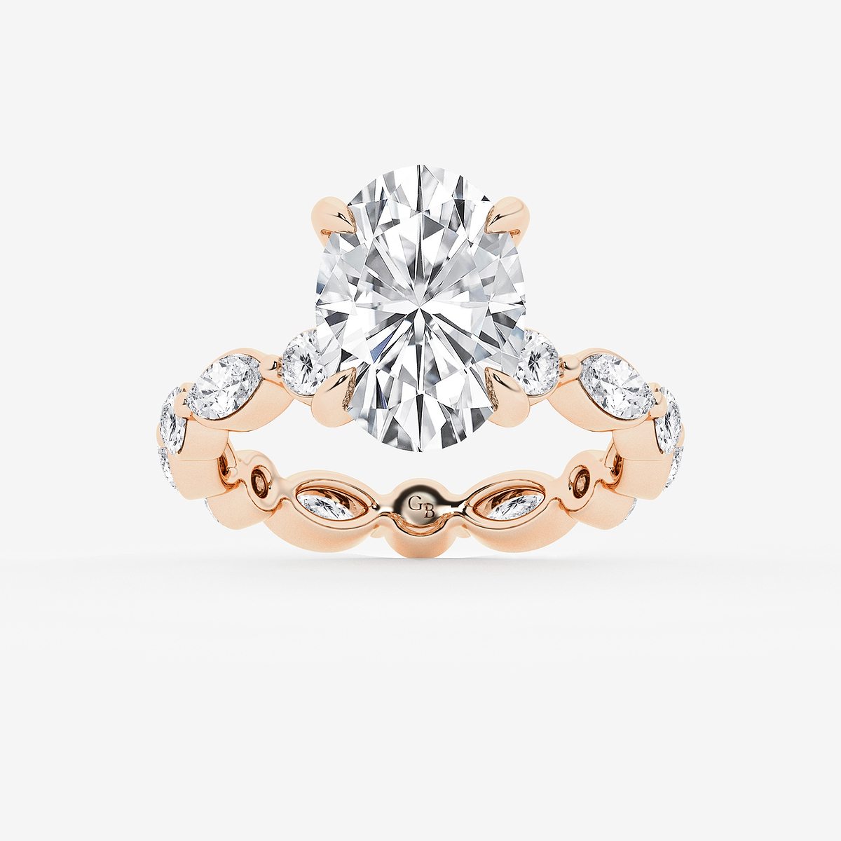 Nika 5/8 ctw Oval Lab Grown Diamond Solitaire Alternating Round