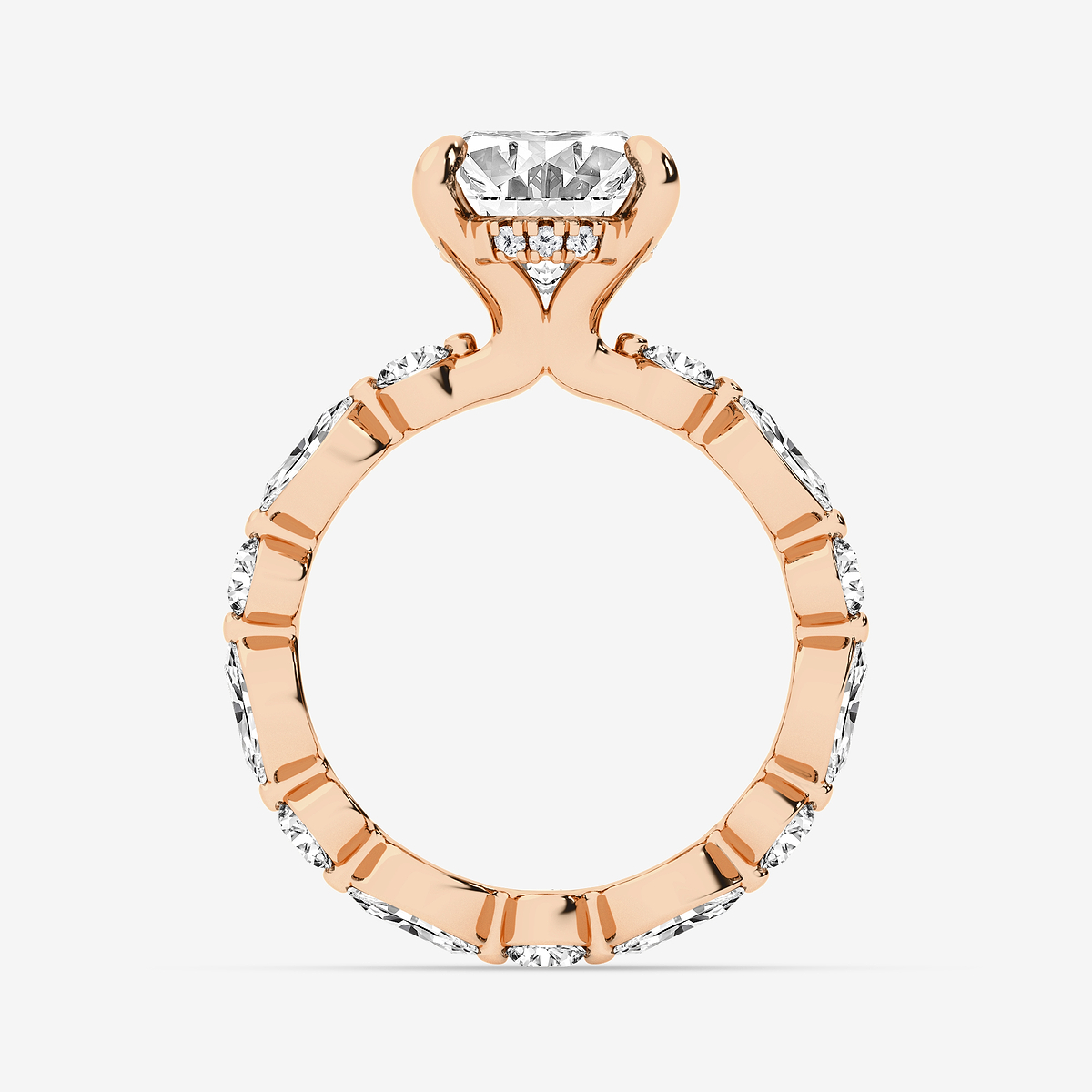 Additional Image 1 for  4 3/4 ctw Oval Lab Grown Diamond Hidden Halo Alternating Round and Marquise Eternity Engagement Ring