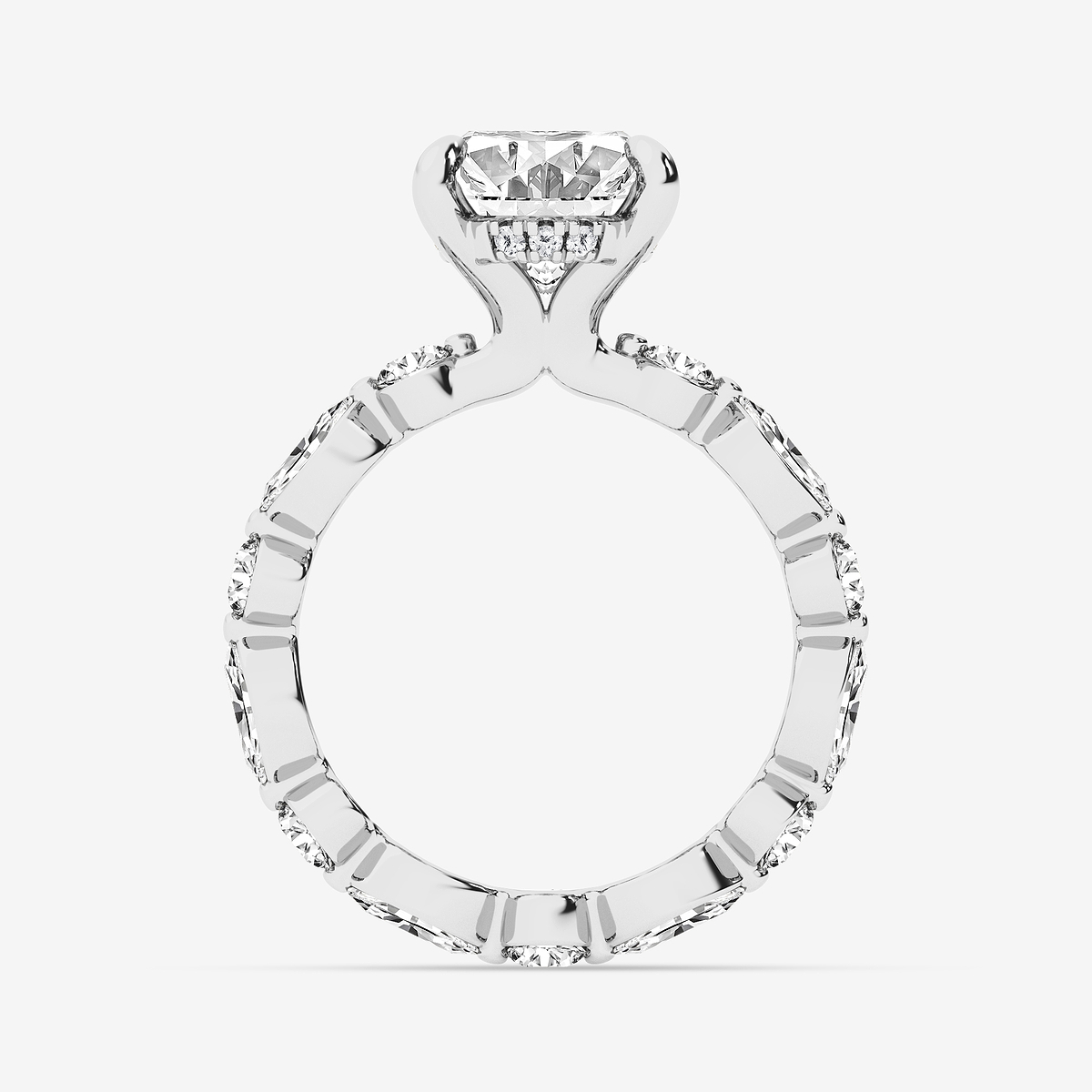 Additional Image 1 for  5 5/8 ctw Oval Lab Grown Diamond Solitaire Alternating Round and Marquise Eternity Engagement Ring