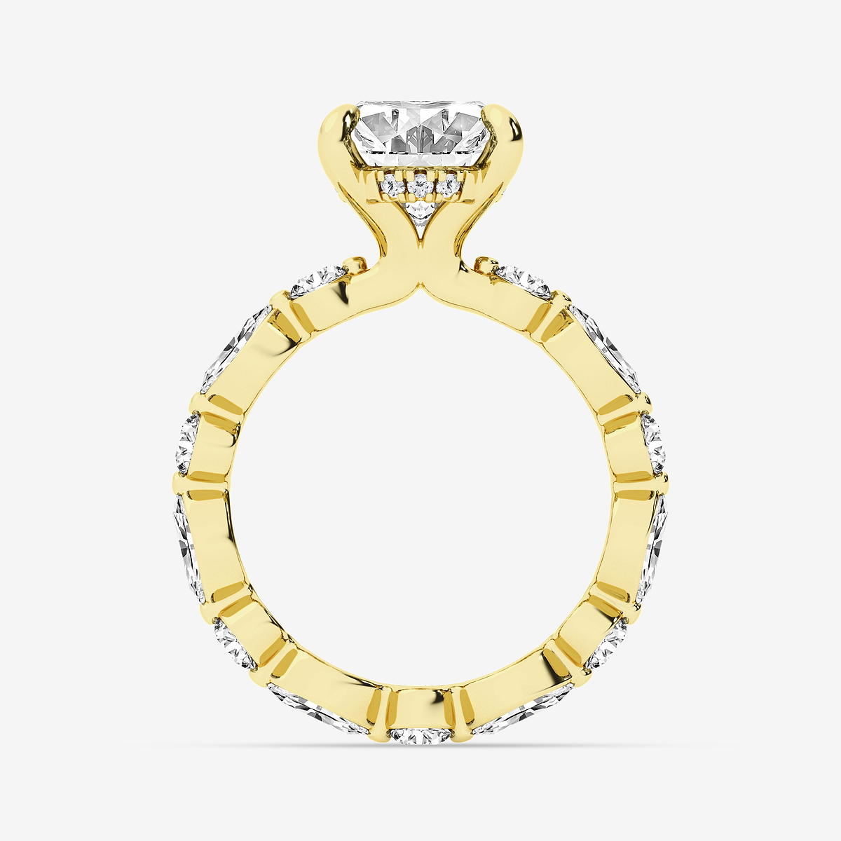 Additional Image 1 for  4 3/4 ctw Oval Lab Grown Diamond Hidden Halo Alternating Round and Marquise Eternity Engagement Ring