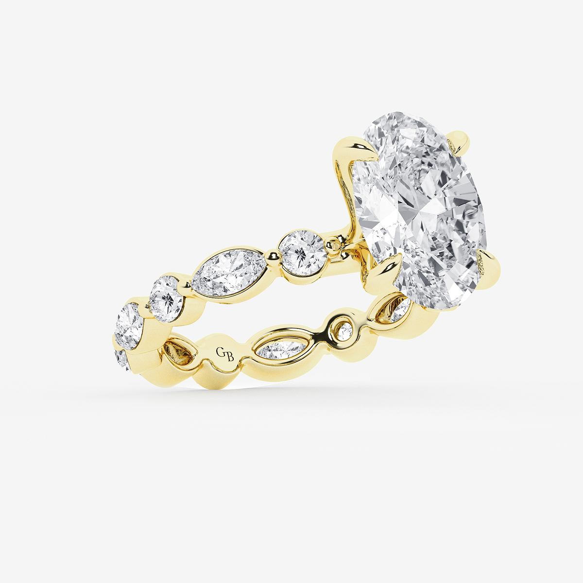 Additional Image 1 for  4 5/8 ctw Oval Lab Grown Diamond Solitaire Alternating Round and Marquise Eternity Engagement Ring
