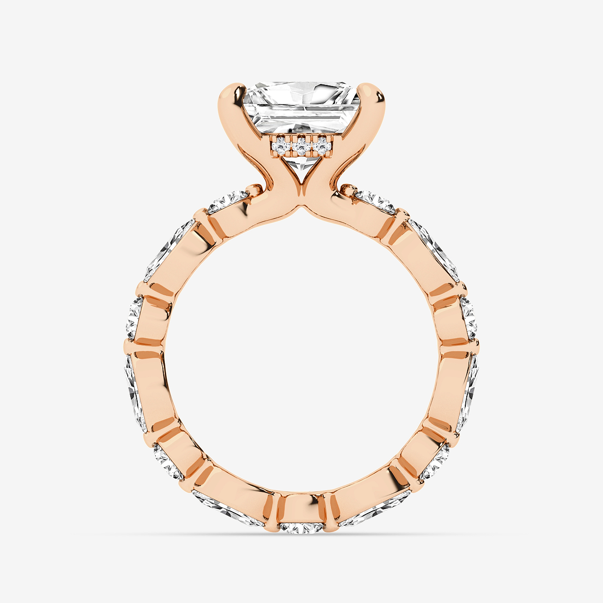 Additional Image 1 for  6 3/4 ctw Princess Lab Grown Diamond Hidden Halo Alternating Round and Marquise Eternity Engagement Ring