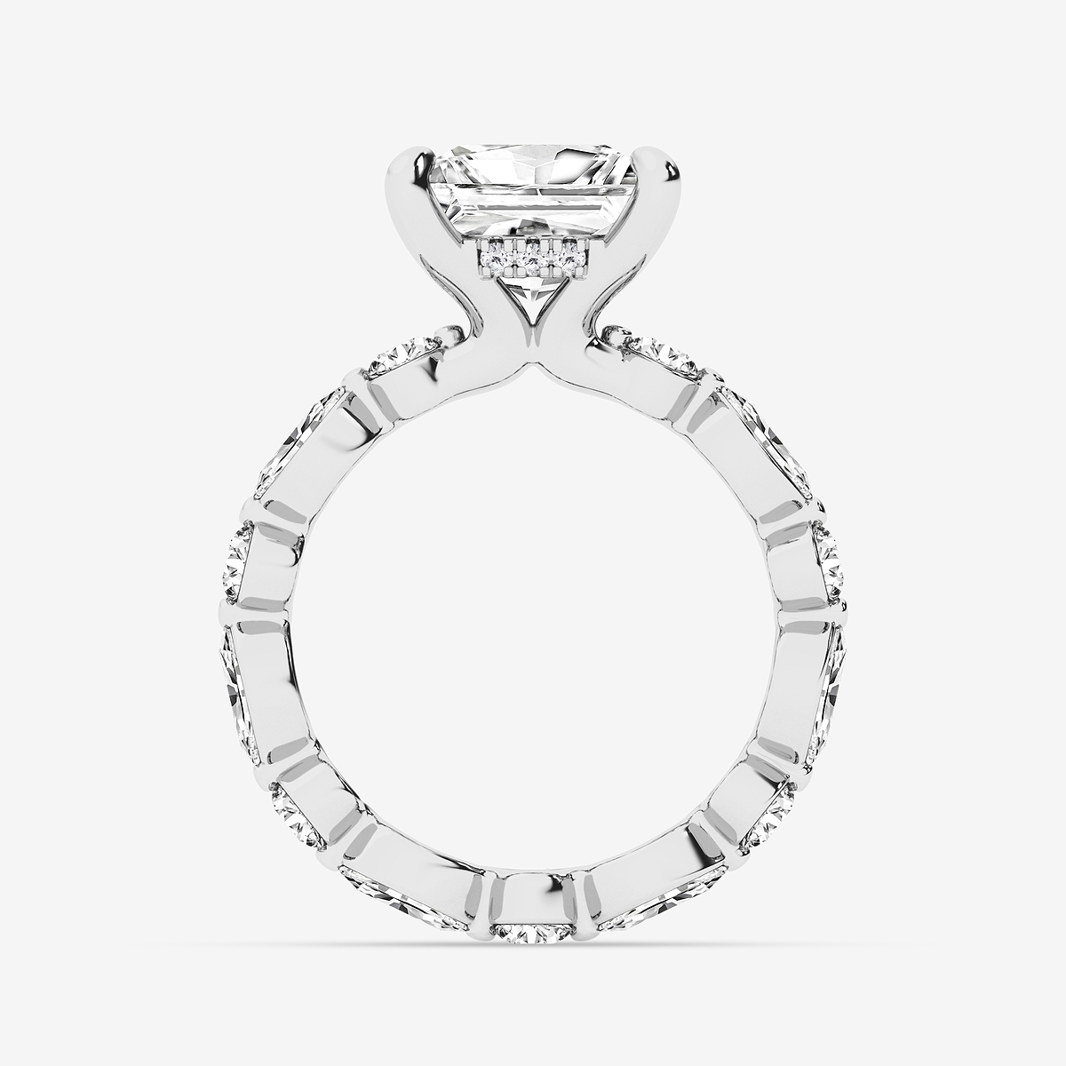 Additional Image 1 for  4 3/4 ctw Princess Lab Grown Diamond Hidden Halo Alternating Round and Marquise Eternity Engagement Ring