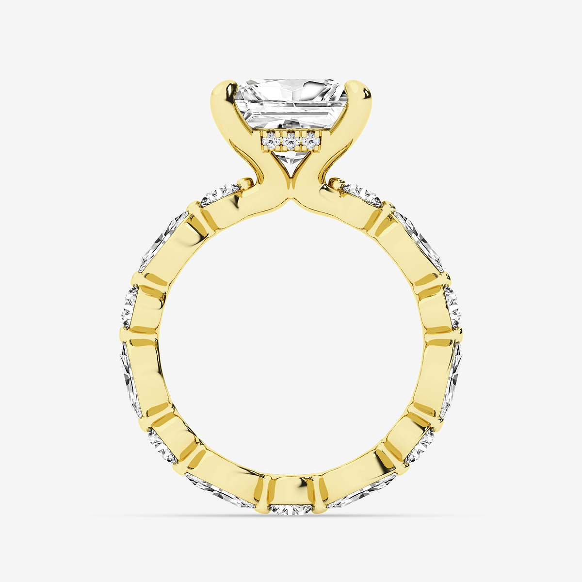 Additional Image 1 for  4 3/4 ctw Princess Lab Grown Diamond Hidden Halo Alternating Round and Marquise Eternity Engagement Ring