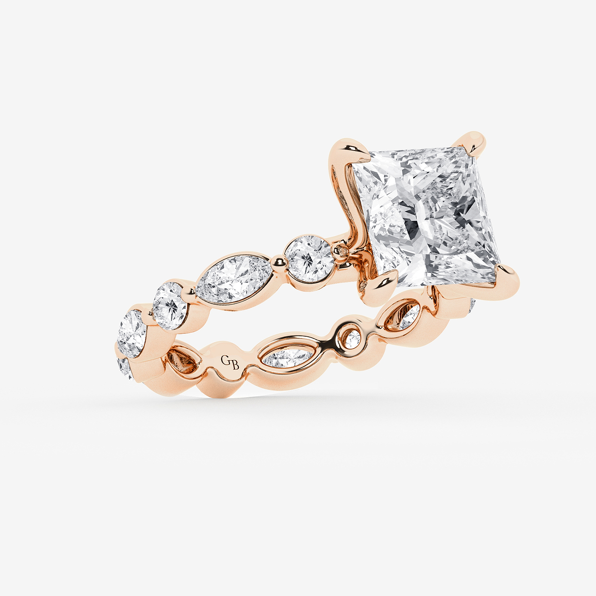 Additional Image 1 for  5 5/8 ctw Princess Lab Grown Diamond Solitaire Alternating Round and Marquise Eternity Engagement Ring