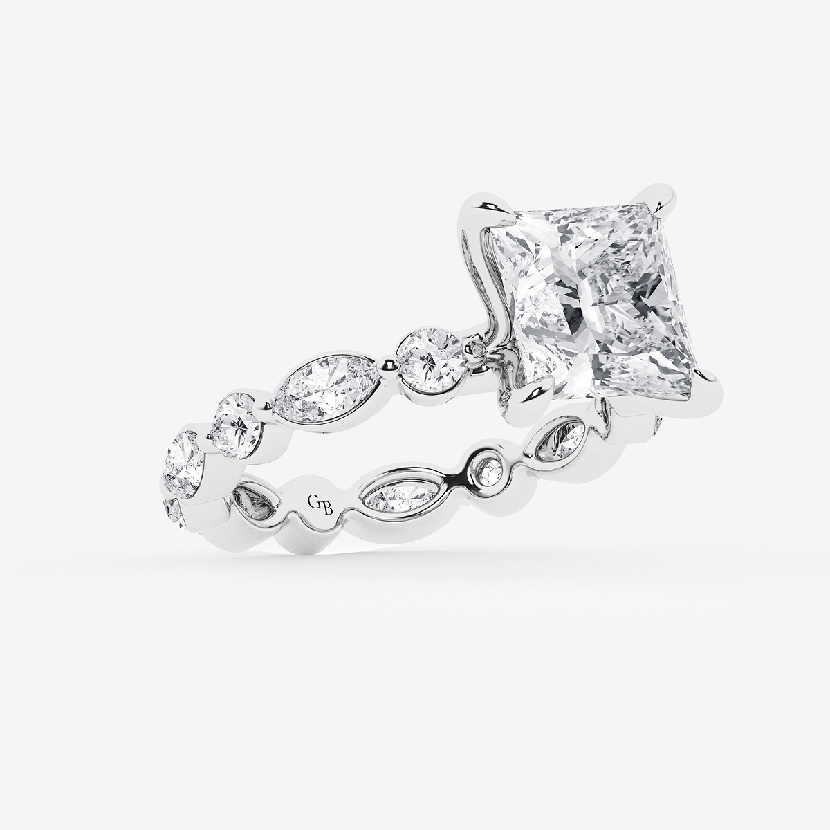 Additional Image 1 for  6 5/8 ctw Princess Lab Grown Diamond Solitaire Alternating Round and Marquise Eternity Engagement Ring