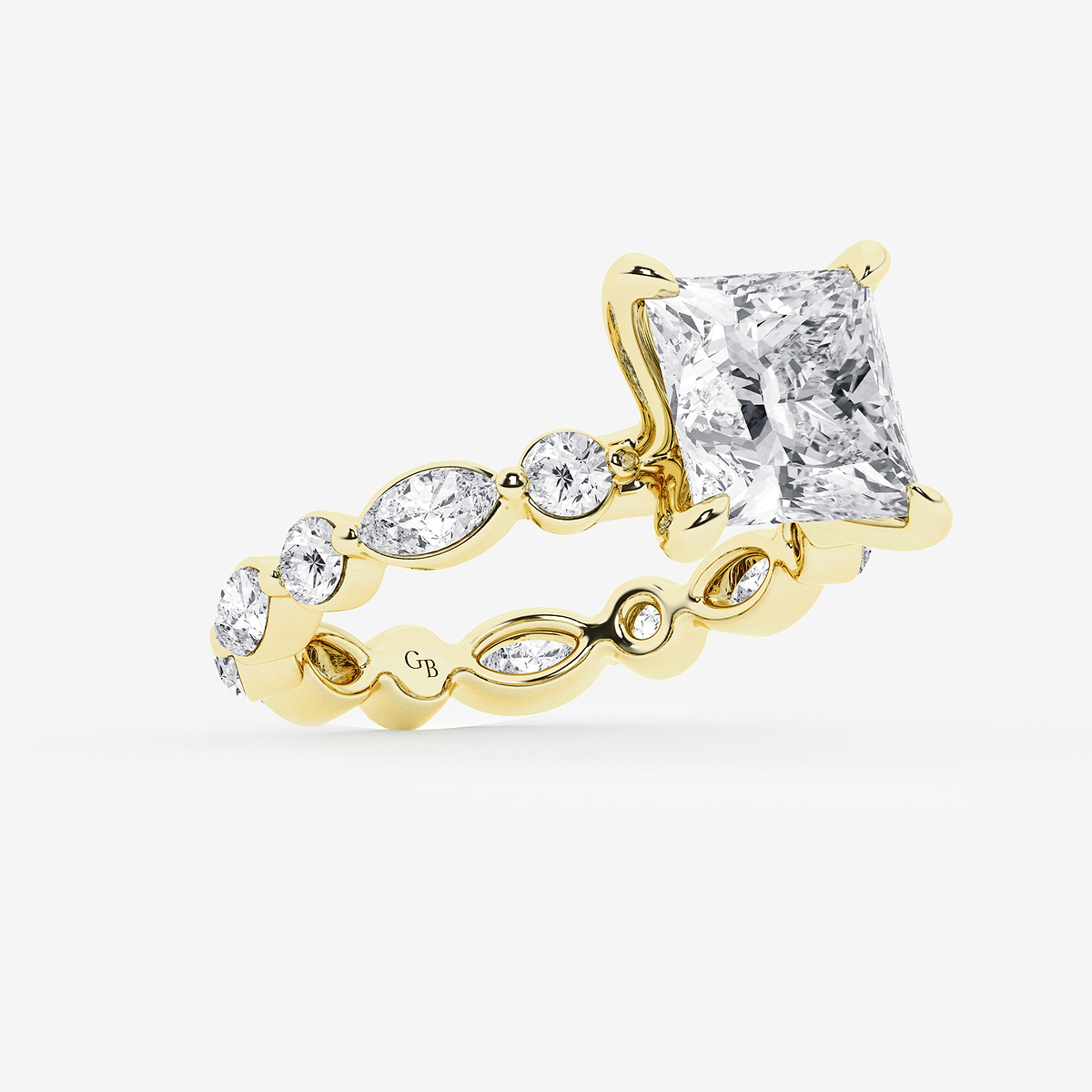 Additional Image 1 for  5 5/8 ctw Princess Lab Grown Diamond Solitaire Alternating Round and Marquise Eternity Engagement Ring