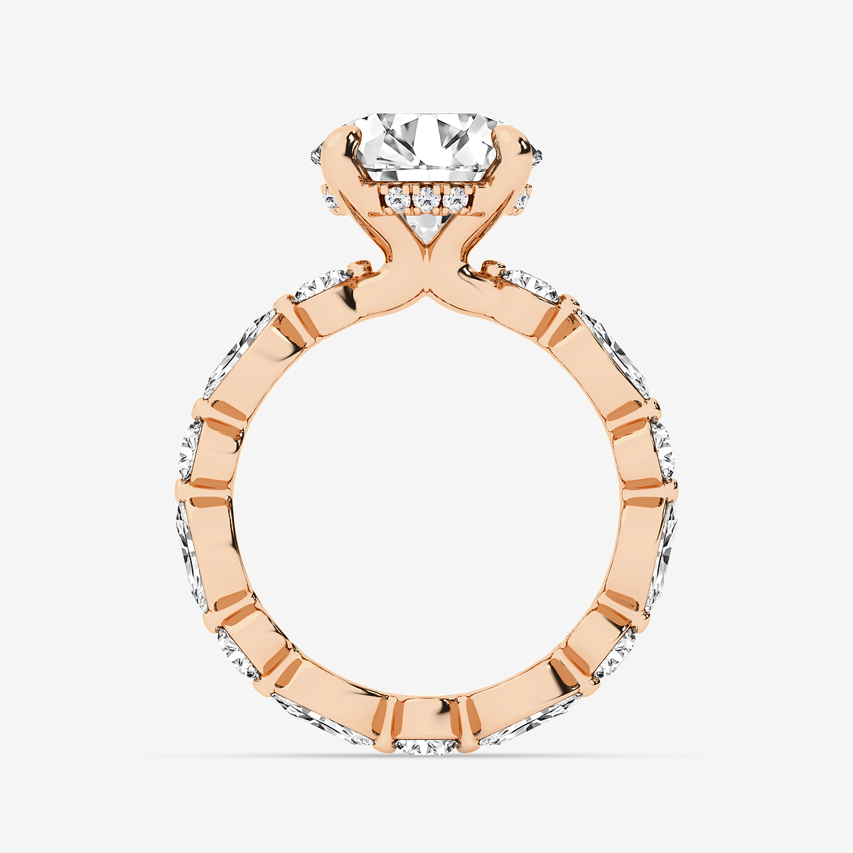 Additional Image 1 for  4 3/4 ctw Round Lab Grown Diamond Hidden Halo Alternating Round and Marquise Eternity Engagement Ring
