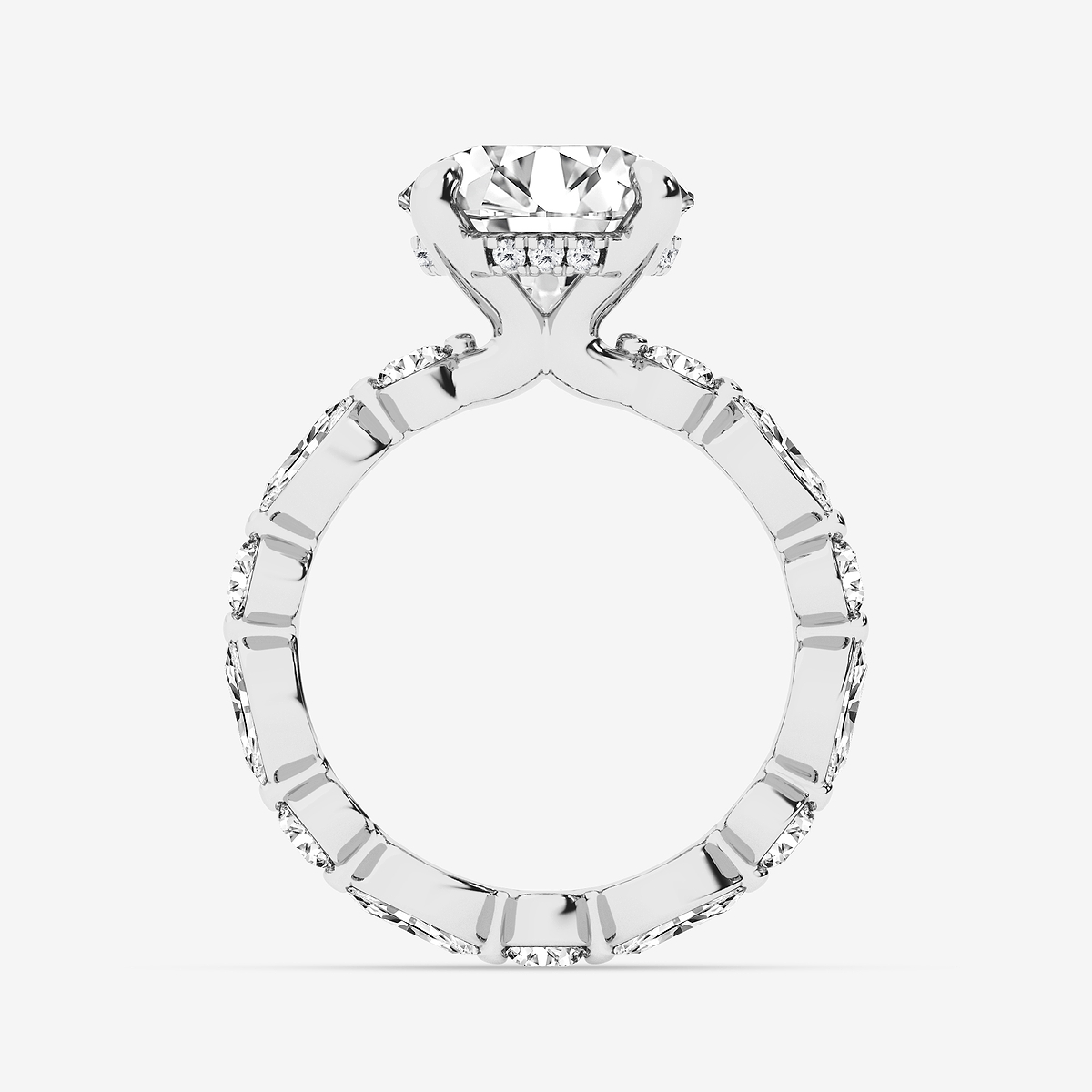 Additional Image 1 for  6 3/4 ctw Round Lab Grown Diamond Hidden Halo Alternating Round and Marquise Eternity Engagement Ring