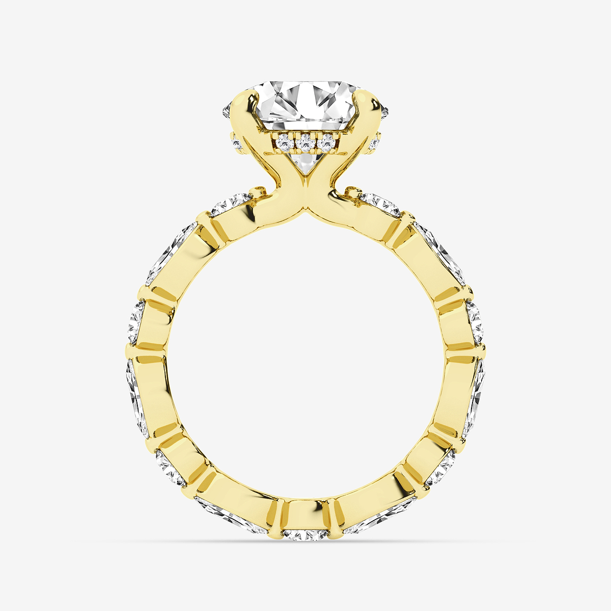 Additional Image 1 for  5 3/4 ctw Round Lab Grown Diamond Hidden Halo Alternating Round and Marquise Eternity Engagement Ring