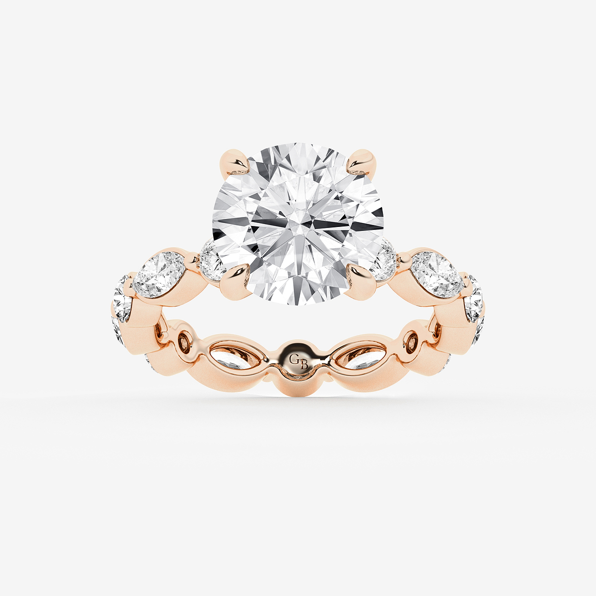 5 5/8 ctw Round Lab Grown Diamond Solitaire Alternating Round and Marquise Eternity Engagement Ring