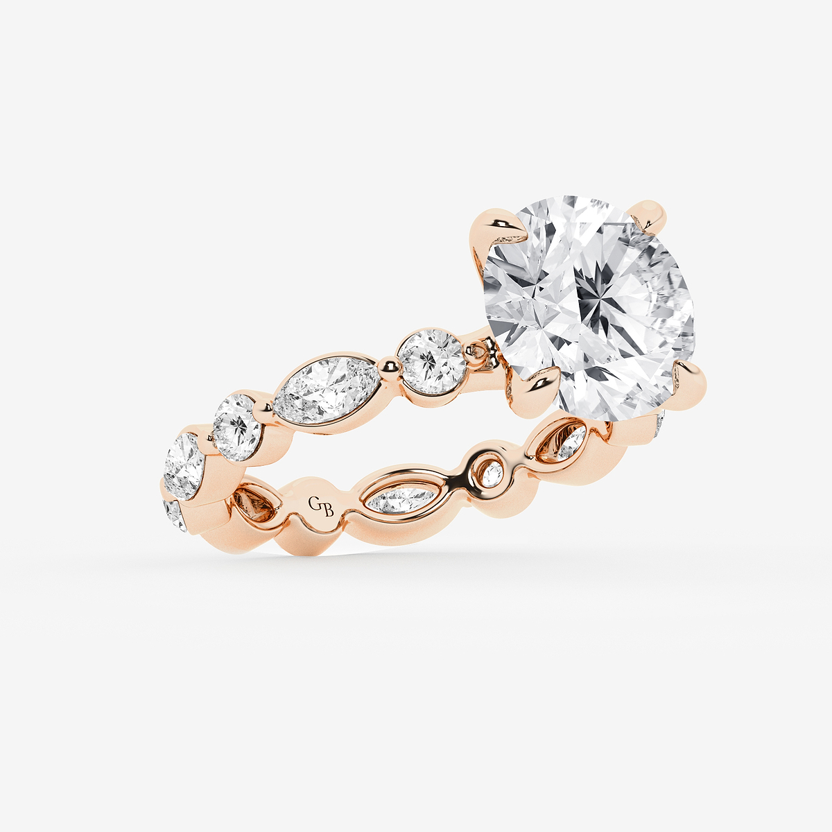 Additional Image 1 for  5 5/8 ctw Round Lab Grown Diamond Solitaire Alternating Round and Marquise Eternity Engagement Ring