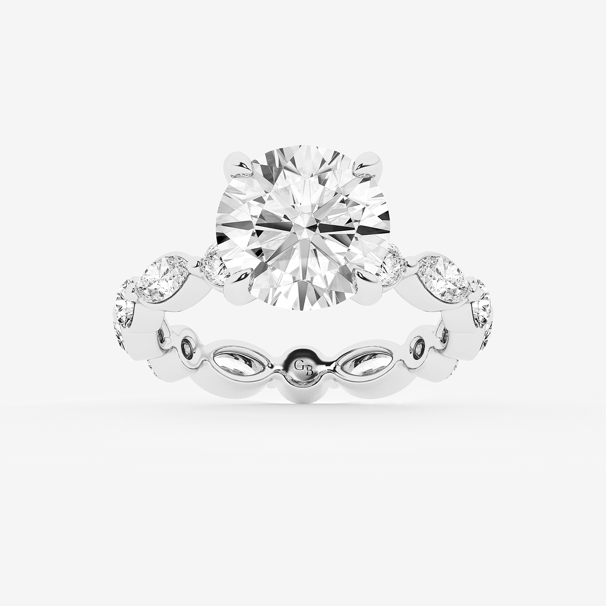 4 5/8 ctw Round Lab Grown Diamond Solitaire Alternating Round and Marquise Eternity Engagement Ring