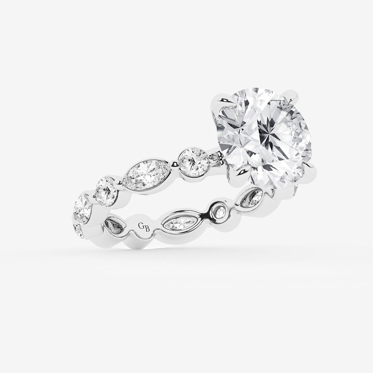 Additional Image 1 for  4 5/8 ctw Round Lab Grown Diamond Solitaire Alternating Round and Marquise Eternity Engagement Ring