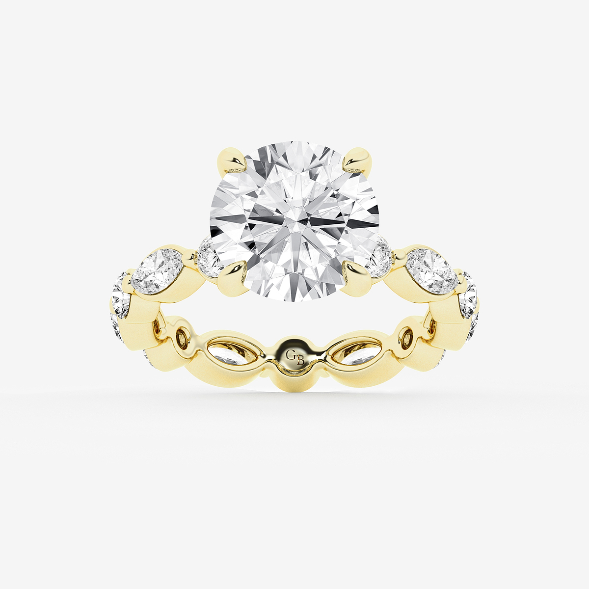 5 5/8 ctw Round Lab Grown Diamond Solitaire Alternating Round and Marquise Eternity Engagement Ring