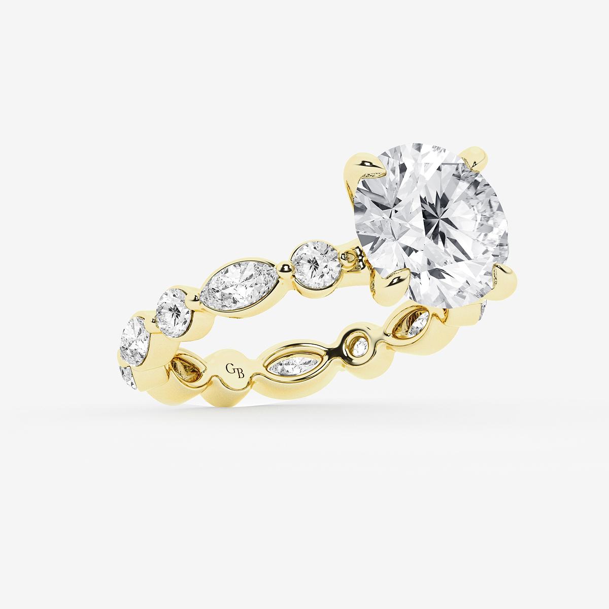 Additional Image 1 for  5 5/8 ctw Round Lab Grown Diamond Solitaire Alternating Round and Marquise Eternity Engagement Ring