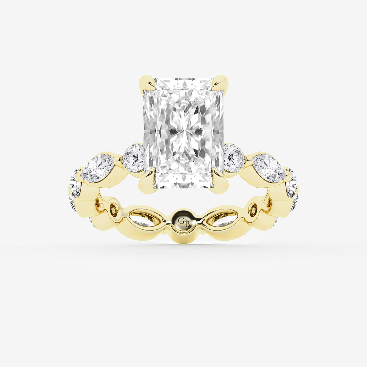 5 5/8 ctw Radiant Lab Grown Diamond Solitaire Alternating Round and Marquise Eternity Engagement Ring