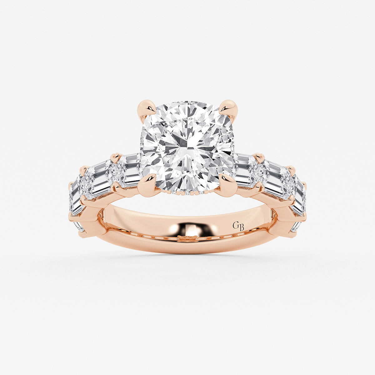 6 5/8 ctw Cushion Lab Grown Diamond Hidden Halo Engagement Ring