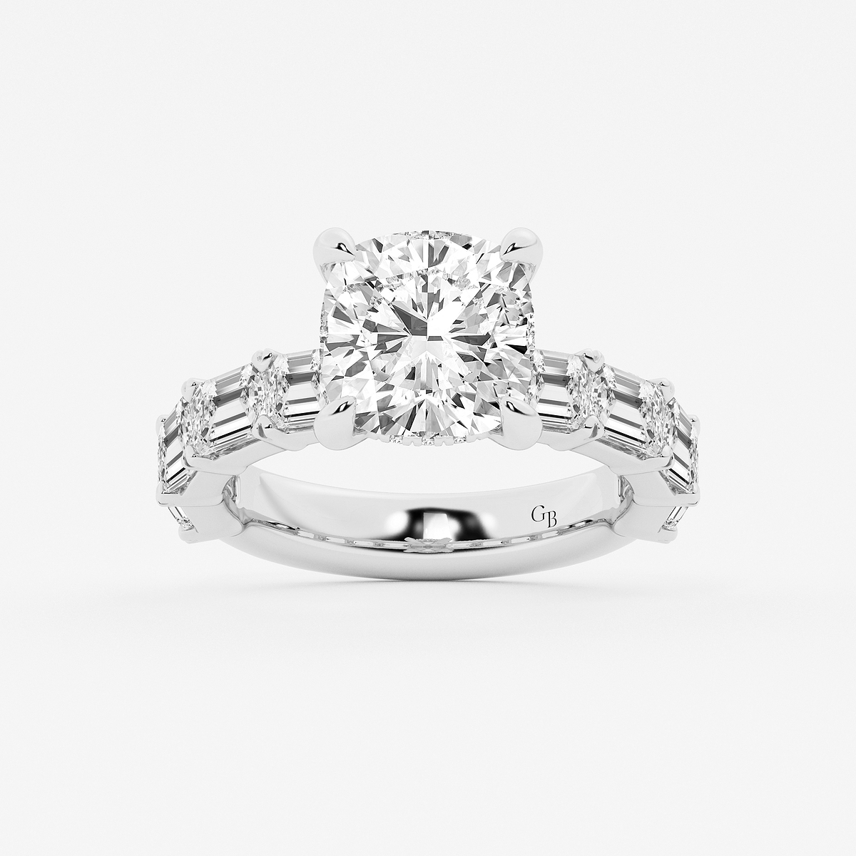 5 5/8 ctw Cushion Lab Grown Diamond Hidden Halo Engagement Ring