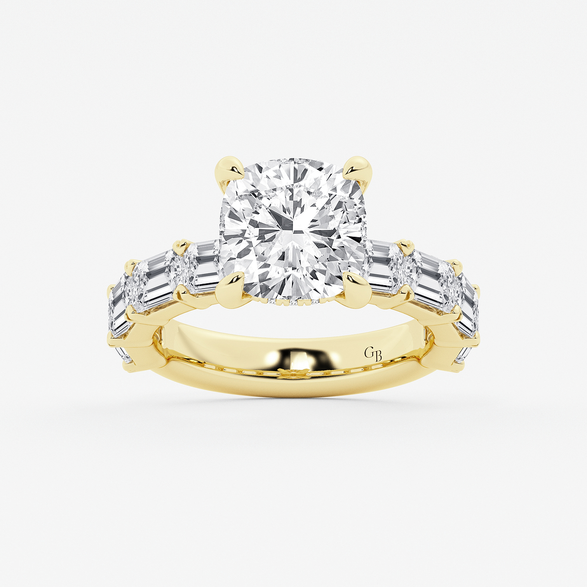 5 5/8 ctw Cushion Lab Grown Diamond Hidden Halo Engagement Ring