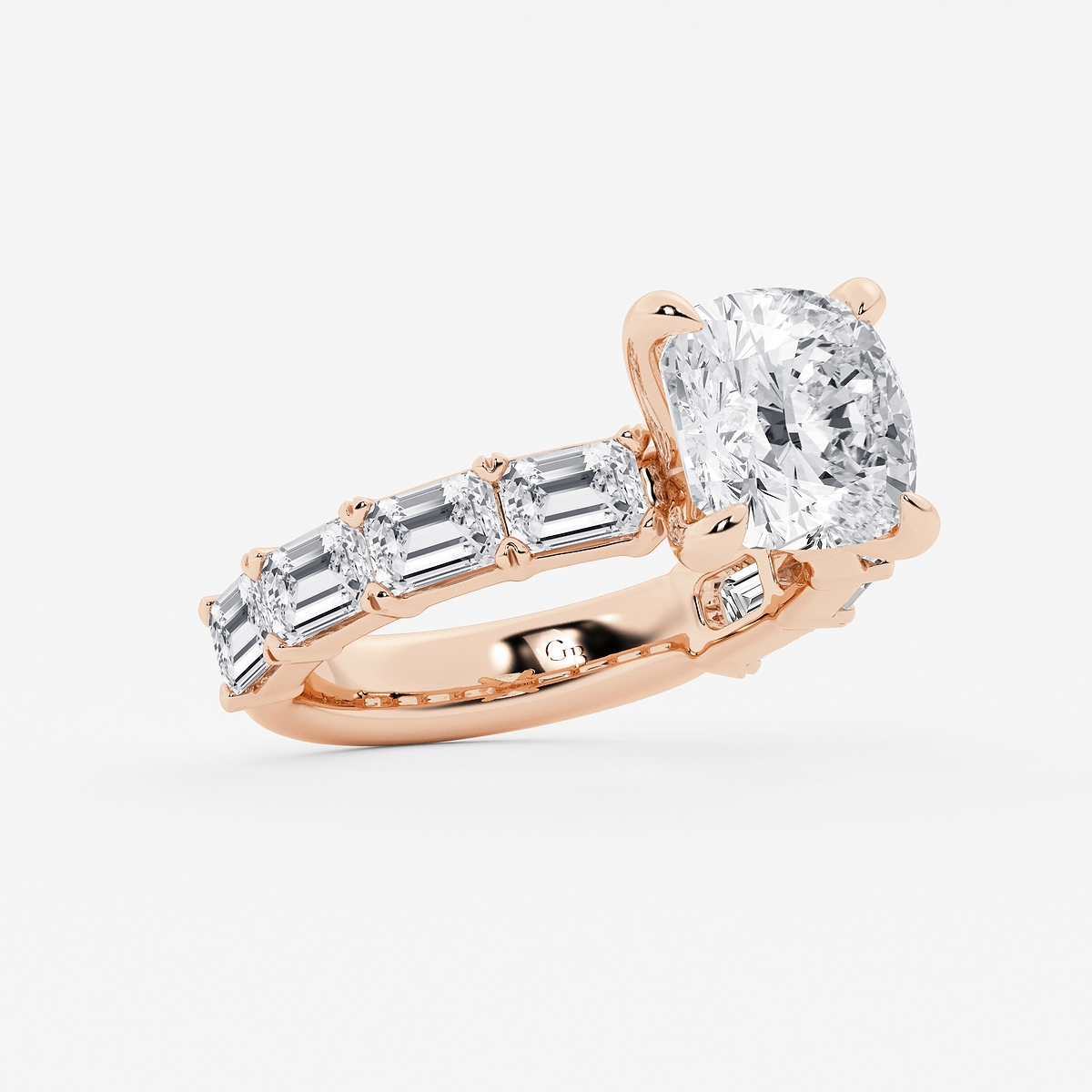 Additional Image 1 for  5 1/2 ctw Cushion Lab Grown Diamond Side Stone Engagement Ring