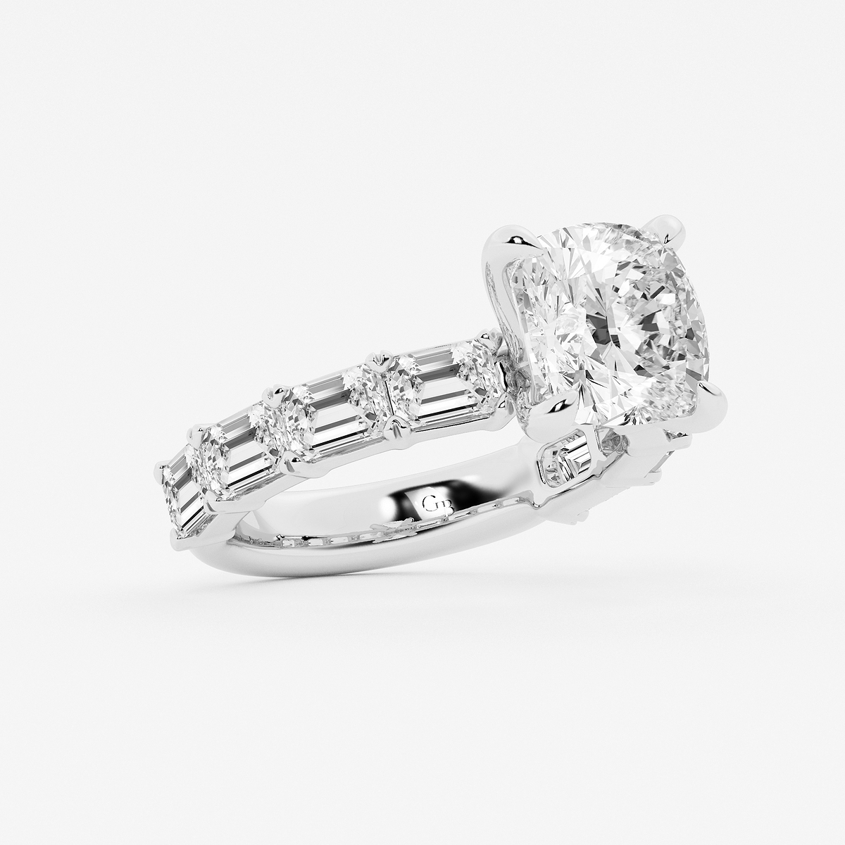 Additional Image 1 for  6 1/2 ctw Cushion Lab Grown Diamond Side Stone Engagement Ring