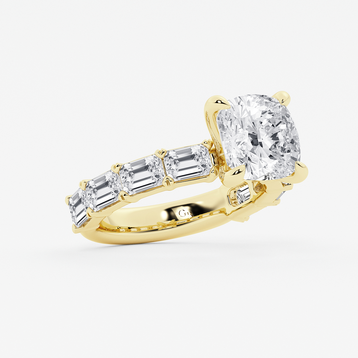 Additional Image 1 for  5 1/2 ctw Cushion Lab Grown Diamond Side Stone Engagement Ring