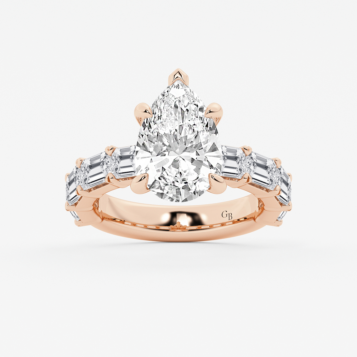 7 5/8 ctw Pear Lab Grown Diamond Hidden Halo Engagement Ring