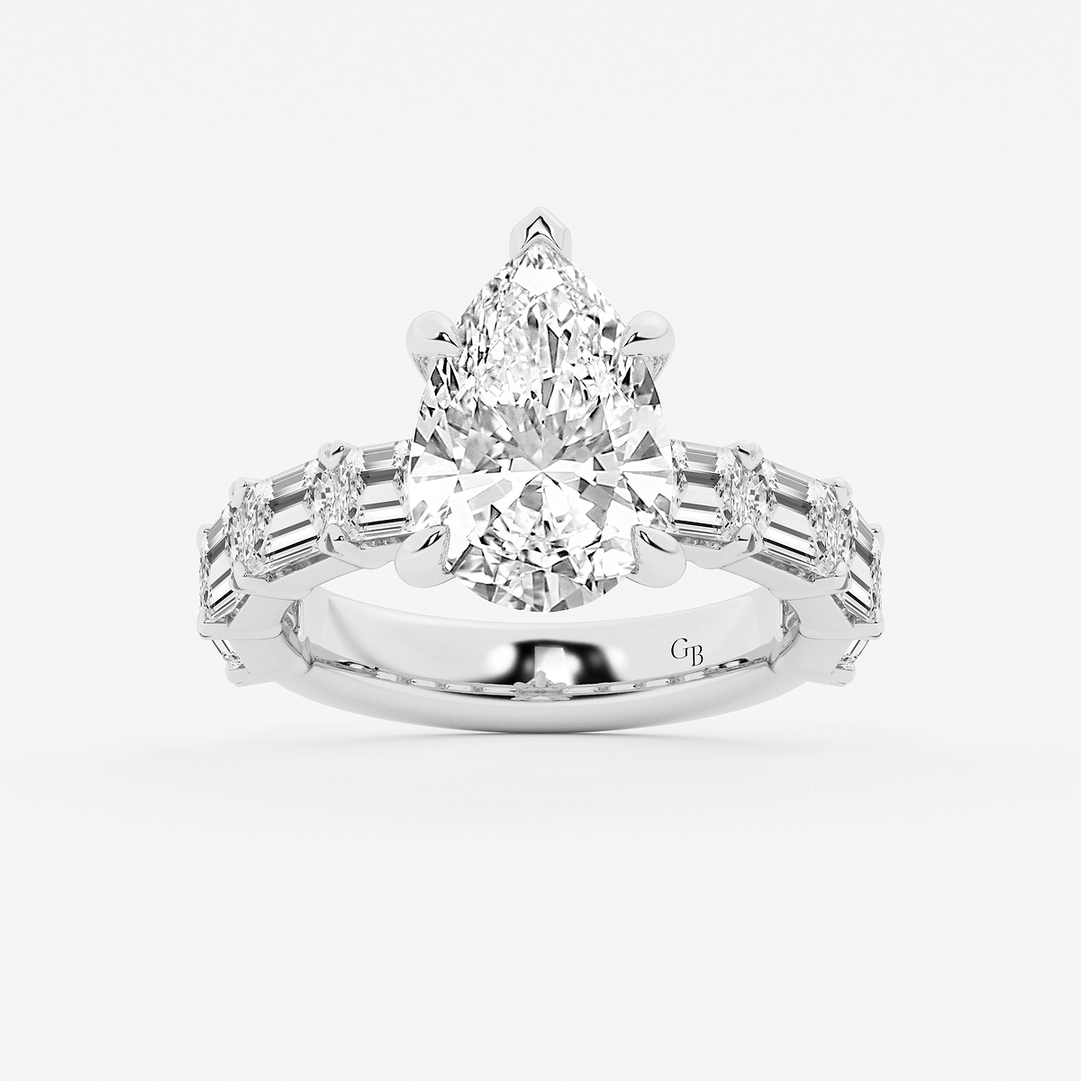 7 5/8 ctw Pear Lab Grown Diamond Hidden Halo Engagement Ring