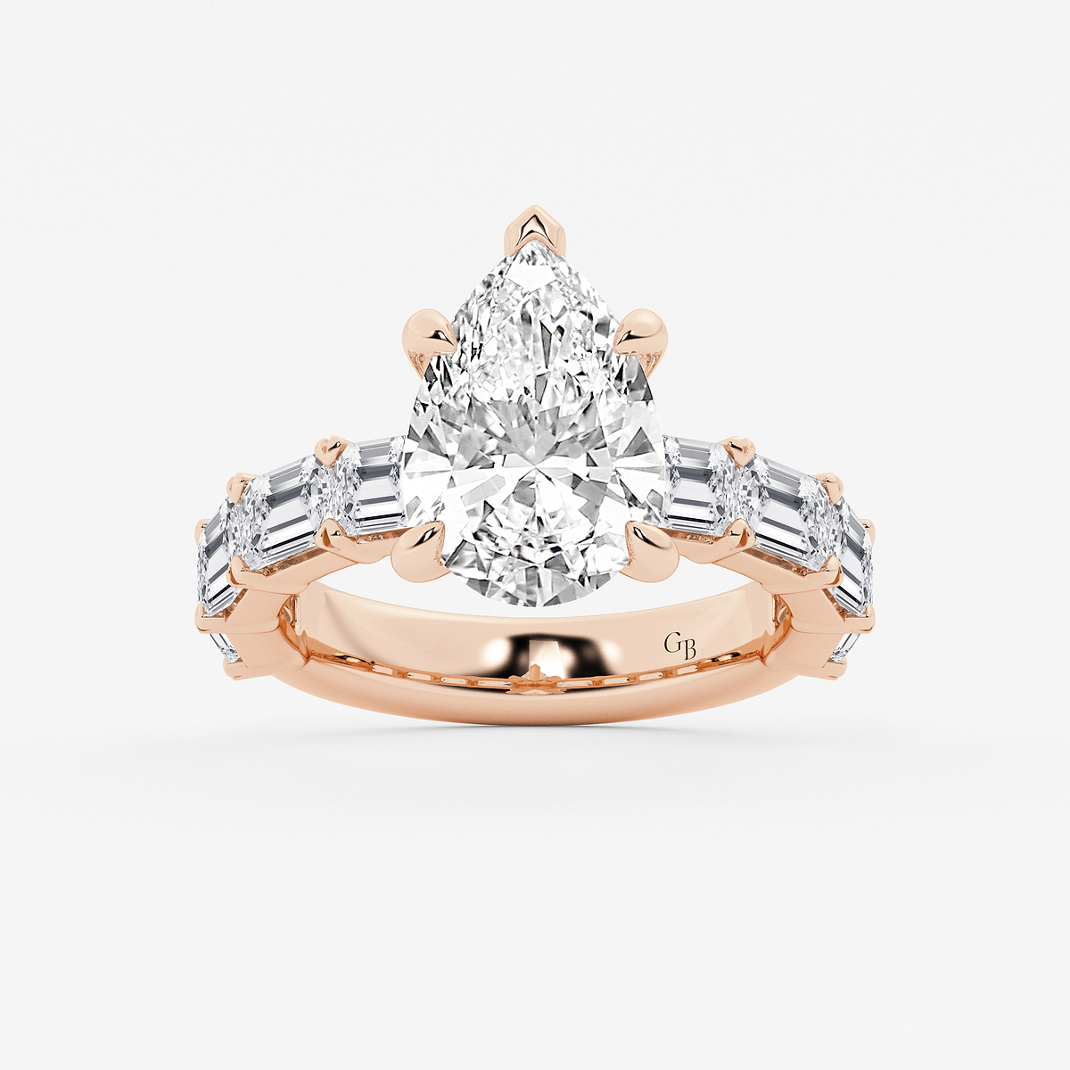 5 1/2 ctw Pear Lab Grown Diamond Side Stone Engagement Ring