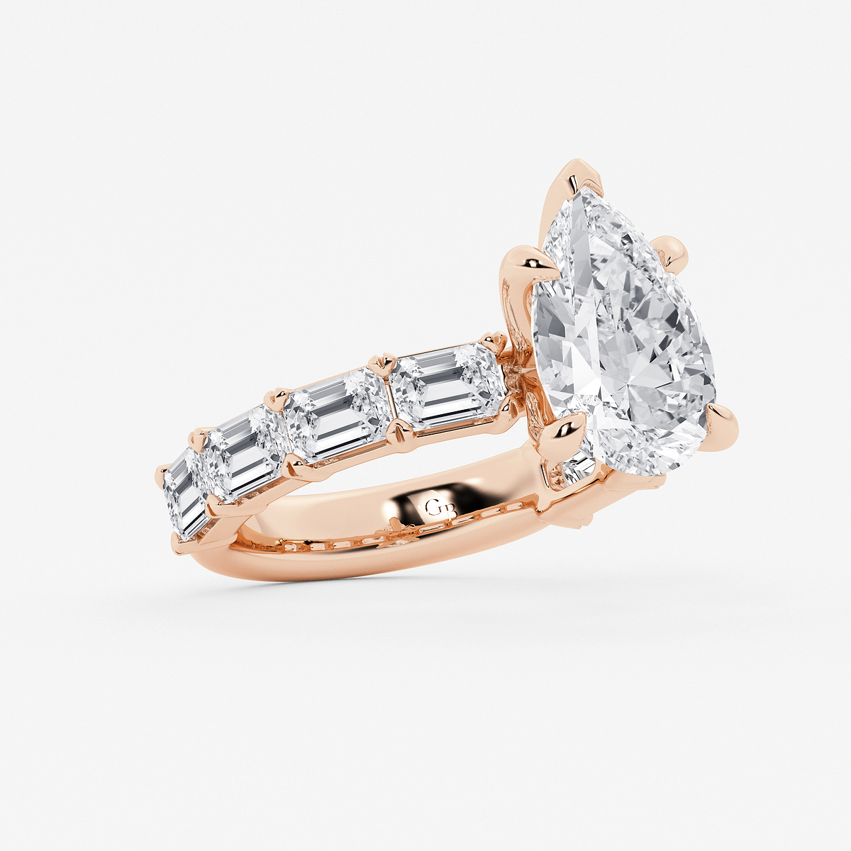 Additional Image 1 for  5 1/2 ctw Pear Lab Grown Diamond Side Stone Engagement Ring