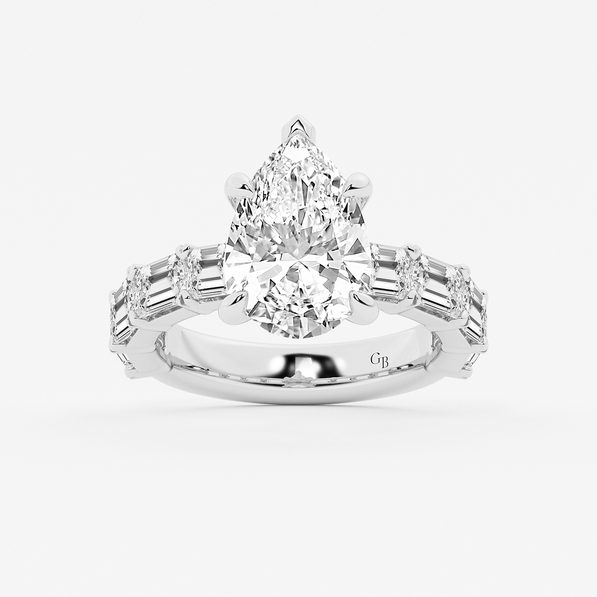 7 1/2 ctw Pear Lab Grown Diamond Side Stone Engagement Ring