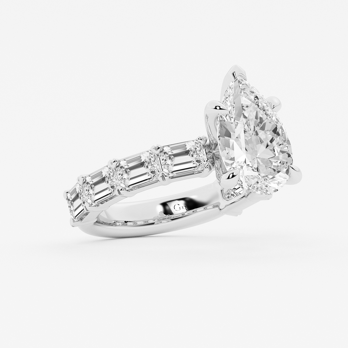 Additional Image 1 for  7 1/2 ctw Pear Lab Grown Diamond Side Stone Engagement Ring
