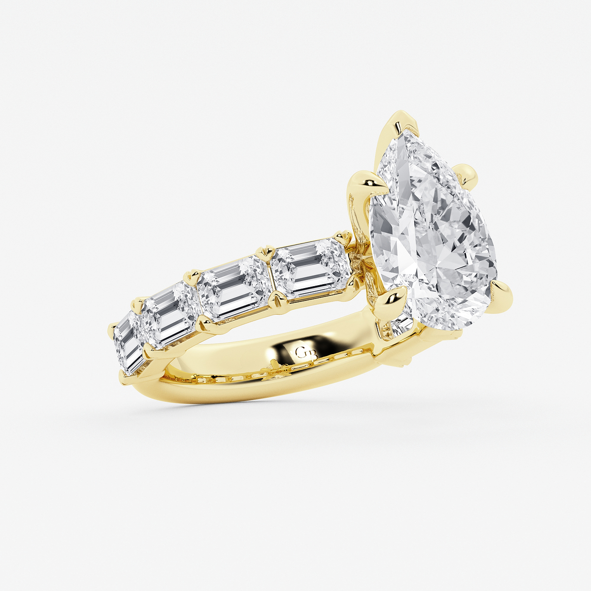Additional Image 1 for  6 1/2 ctw Pear Lab Grown Diamond Side Stone Engagement Ring