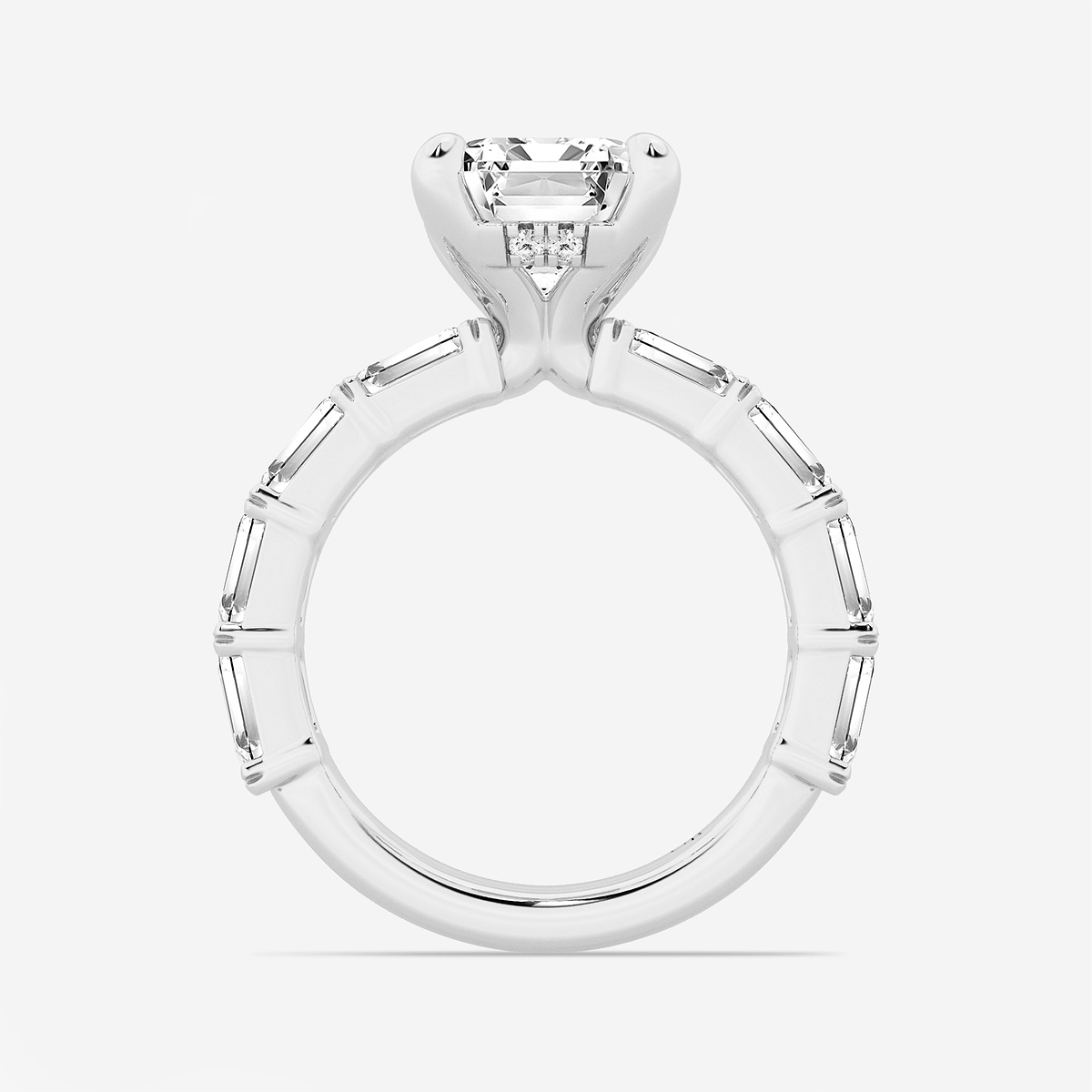 Additional Image 1 for  7 5/8 ctw Emerald Lab Grown Diamond Hidden Halo Engagement Ring