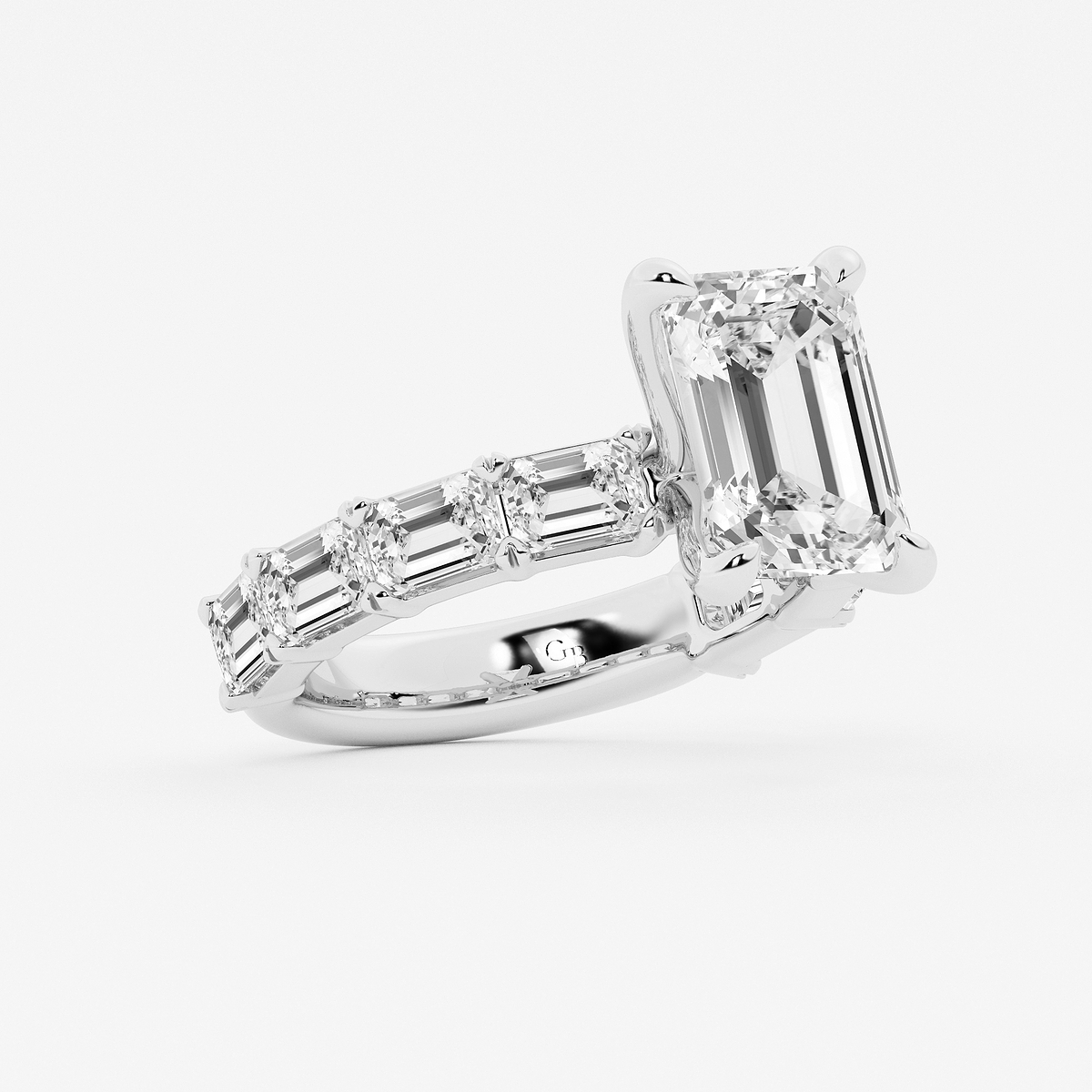Additional Image 1 for  5 1/2 ctw Emerald Lab Grown Diamond Side Stone Engagement Ring
