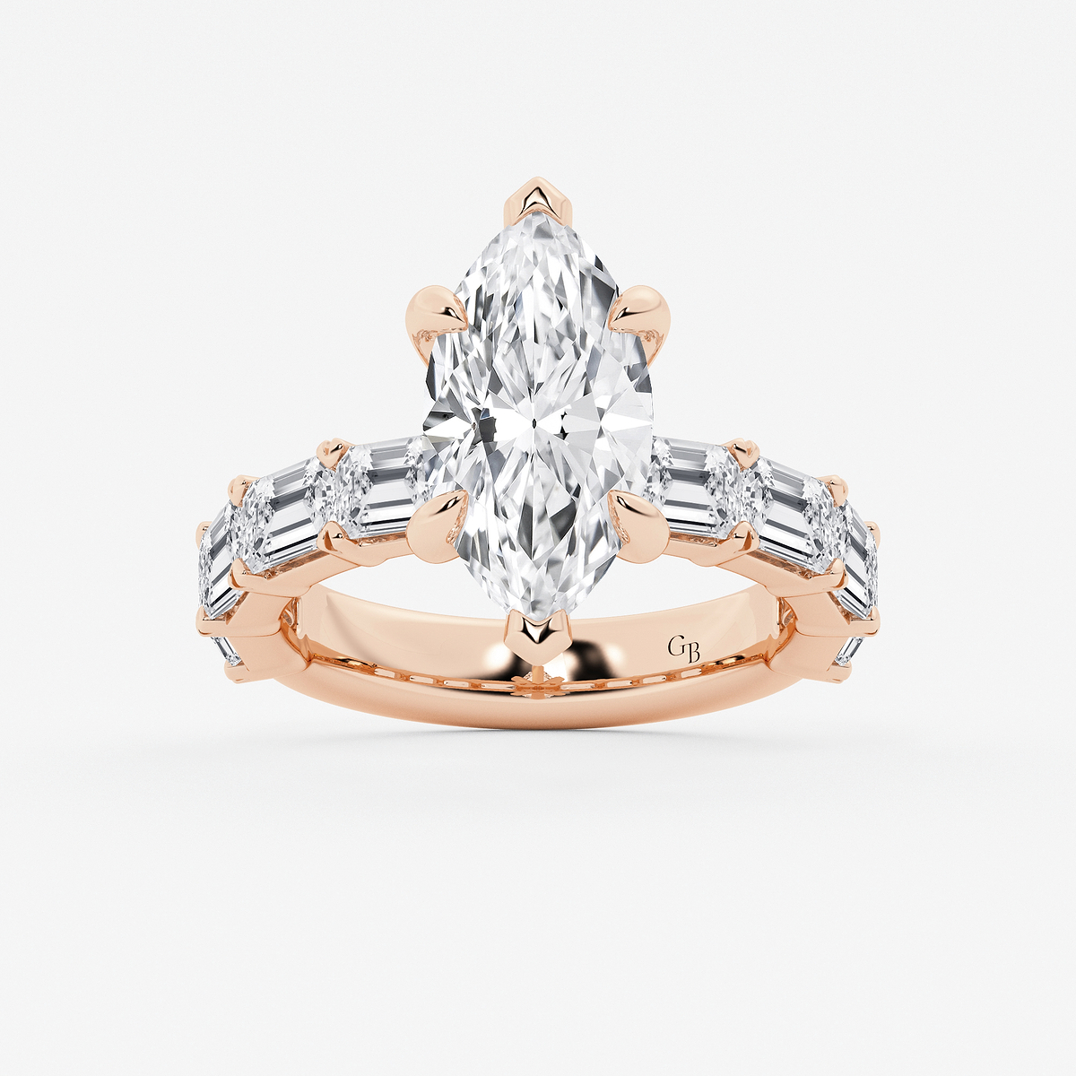 6 1/2 ctw Marquise Lab Grown Diamond Side Stone Engagement Ring
